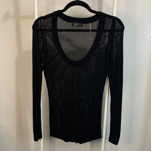 Chic Black Long Sleeve Knit Top